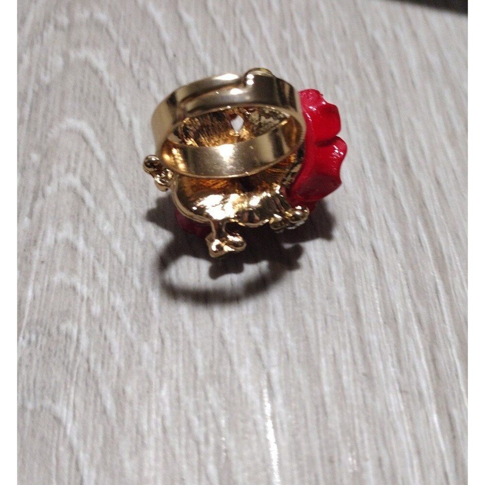 Oversize Rose - Gold Plated - Adjustable Floral Statement Ring - New - Picture 7 of 9